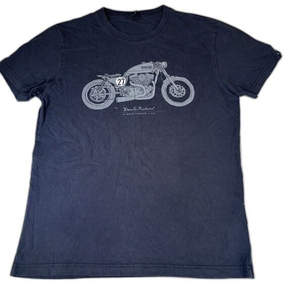 Vintage Deus Ex Machina T Shirt Size Large The Bald Terrier V-twin Motorcycle - Picture 1 of 9